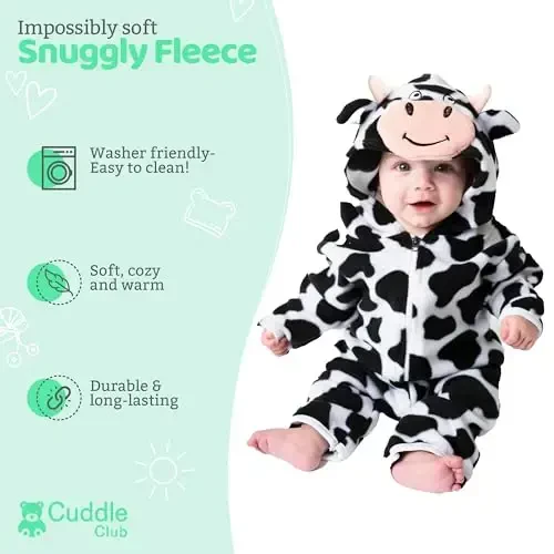 Cuddle Club Fleece Baby Bunting Bodysuit with Hood, Convertible Mittens & Booties, Car Seat Friendly, Soft & Warm, Easy Zip - 2