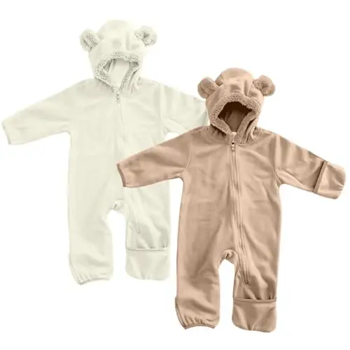 Cuddle Club Fleece Baby Bunting Bodysuit with Hood, Convertible Mittens & Booties, Car Seat Friendly, Soft & Warm, Easy Zip - 1
