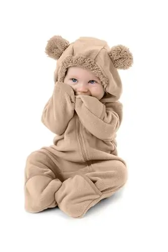 Cuddle Club Fleece Baby Bunting Bodysuit with Hood, Convertible Mittens & Booties, Car Seat Friendly, Soft & Warm, Easy Zip 