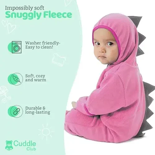 Cuddle Club Fleece Baby Bunting Bodysuit with Hood, Convertible Mittens & Booties, Car Seat Friendly, Soft & Warm, Easy Zip - 2