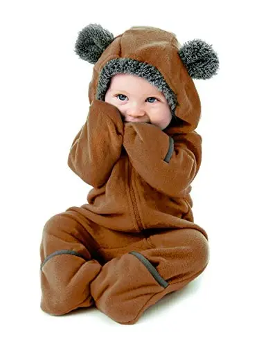 Cuddle Club Fleece Baby Bunting Bodysuit with Hood, Convertible Mittens & Booties, Car Seat Friendly, Soft & Warm, Easy Zip 