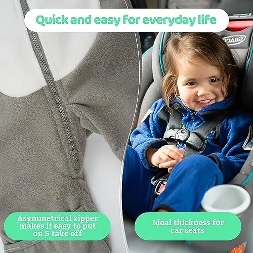 Cuddle Club Fleece Baby Bunting Bodysuit with Hood, Convertible Mittens & Booties, Car Seat Friendly, Soft & Warm, Easy Zip - 4