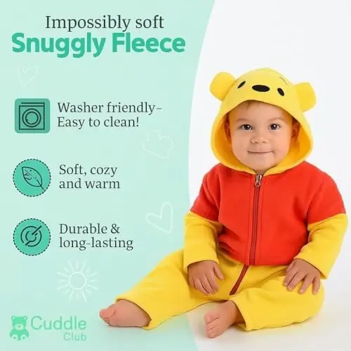 Cuddle Club Fleece Kapüşonlu, Dönüştürülebilir Eldivenli ve Patikli, Araba Koltuğuna Uygun, Yumuşak ve Sıcak, Kolay Fermuarlı Bebek Tulumu - 2