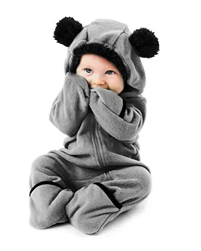Cuddle Club Fleece Baby Bunting Bodysuit with Hood, Convertible Mittens & Booties, Car Seat Friendly, Soft & Warm, Easy Zip - 1