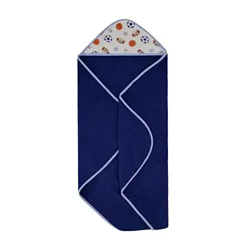 Cudlie Buttons & Stitches Baby Boy 3 Pack Rolled/Carded Hooded Towels in All Star Baby Print (GS71720),3 Count (Pack of 1) - 7