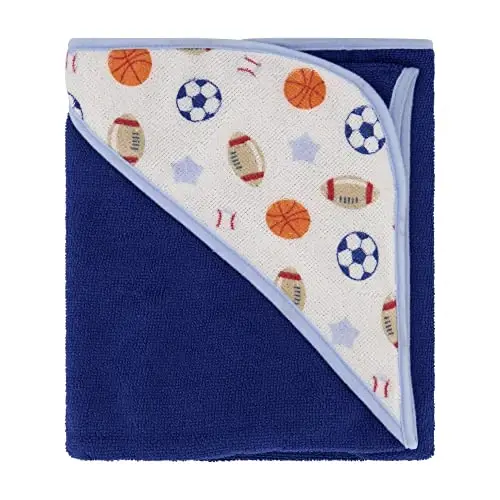 Cudlie Buttons & Stitches Baby Boy 3 Pack Rolled/Carded Hooded Towels in All Star Baby Print (GS71720),3 Count (Pack of 1) - 5