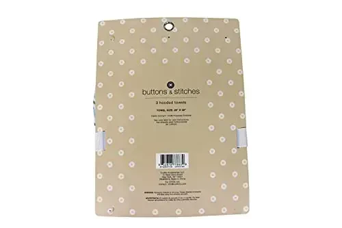 Cudlie Buttons & Stitches Baby Boy 3 Pack Rolled/Carded Hooded Towels in Dog Gone Cute Print, GS71722 - 2