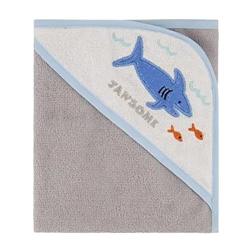 Cudlie Buttons & Stitches Baby Boy 3 Pack Rolled/Carded Hooded Towels in Jawsome Print (GS71723) - 4