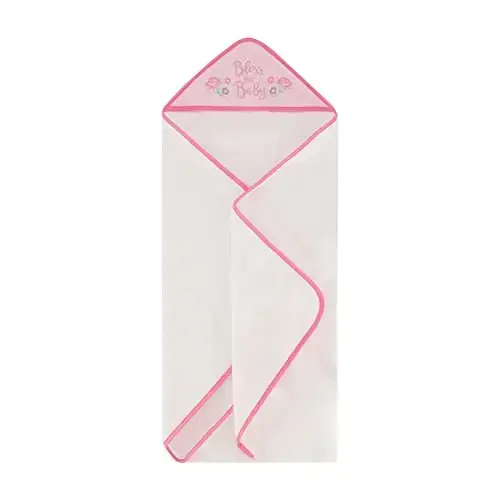 Cudlie Buttons & Stitches Baby Girl 3 Pack Rolled/Carded Hooded Towels in Bless This Baby Print, GS71730 - 4