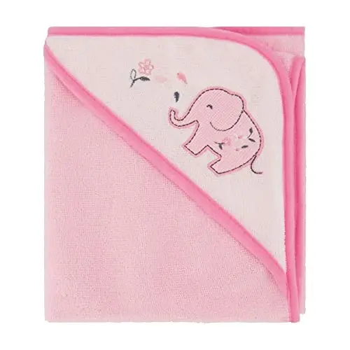 Cudlie Buttons & Stitches Baby Girl 3 Pack Rolled/Carded Hooded Towels in Blooming Elephant Print, GS71729 - 4