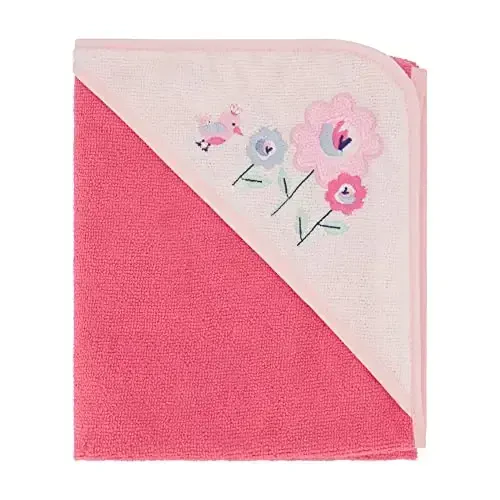 Cudlie Buttons & Stitches Baby Girl 3 Pack Rolled/Carded Hooded Towels in Blooms & Dots Print, GS71731 - 3