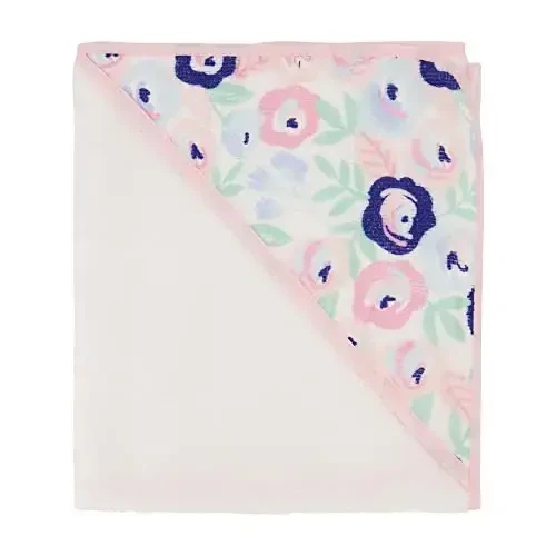 Cudlie Buttons & Stitches Baby Girl 3 Pack Rolled/Carded Hooded Towels in Blooms & Dots Print, GS71731 - 4