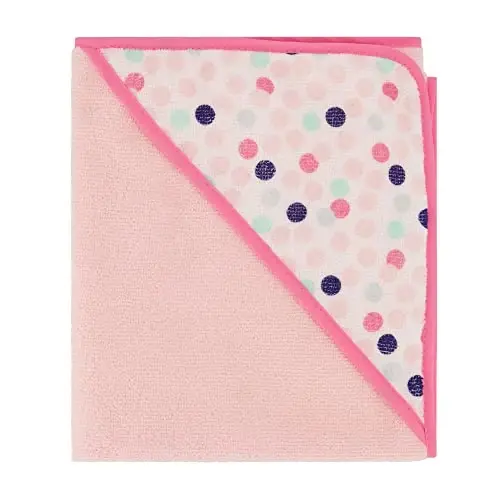 Cudlie Buttons & Stitches Baby Girl 3 Pack Rolled/Carded Hooded Towels in Blooms & Dots Print, GS71731 - 5