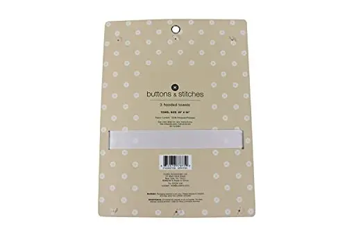 Cudlie Buttons & Stitches Baby Girl 3 Pack Rolled/Carded Hooded Towels in Crisp Blossom Print (GS71728) - 2