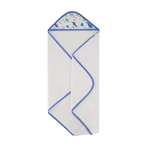 Cudlie Buttons & Stitches Baby Boy 3 Pack Rolled/Carded Hooded Towels in Jawsome Print (GS71723) - 6