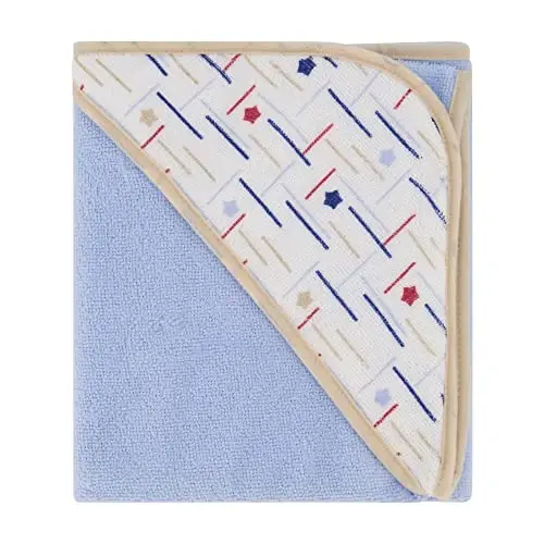 Cudlie Buttons & Stitches Baby Boy 3 Pack Rolled/Carded Hooded Towels in All Star Baby Print (GS71720),3 Count (Pack of 1) - 3