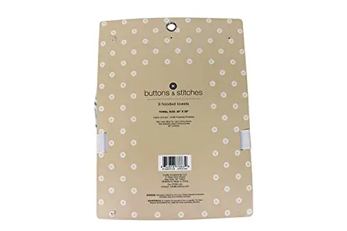 Cudlie Buttons & Stitches Baby Boy 3 Pack Rolled/Carded Hooded Towels in Dog Gone Cute Print, GS71722 - CUDLIE (1)