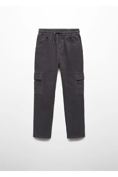 Cuffed Velvet Cargo Pants - MANGO KIDS