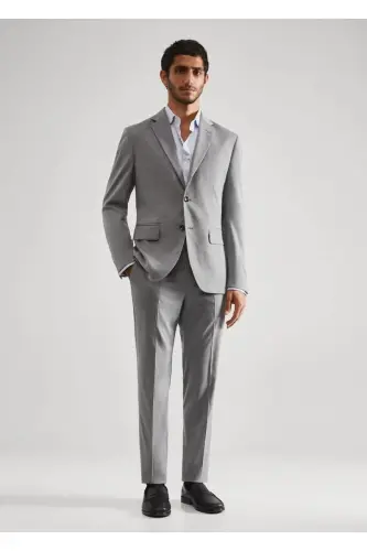 Cufflinked Slim Fit Shirt-Sky Blue - MANGO MAN (1)