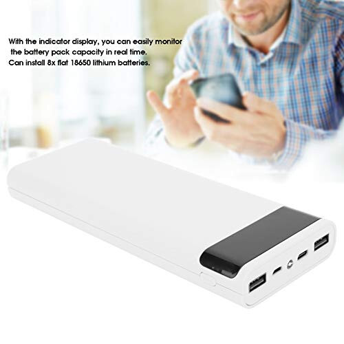 Cuifati Power Bank Kiti, Hafif 8 x Pil Depolama Kutusu Power Bank Kiti DIY Taşınabilir Power Bank Jacking Aksesuarı (Beyaz) - 3