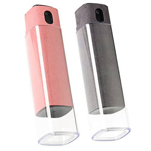 CUIUD Touchscreen Screen Cleaner Kit 2 Pcs, Phone, Tablet and Car Screen Cleaner, Two in One Spray and Microfiber Cloth(Grey&Pink) - 1