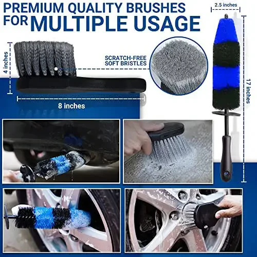 Cuoreca 31pcs Car Detailing Kit Interior and Exterior Cleaner, Car Cleaning Kit with Professional Car Detailing Brush Set, Car Wash Kit and Auto Detailing Kit. Reusable, Perfect for Cars and Bikes - 3