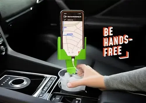 Cup Holder Phone Holder Mount for Car - Universal Adjustable Expander Cradle Hands-Free Driving - Compatible with All Smartphones Car Mount for iPhone Samsung Google Android Mobile Accessories Green - 6