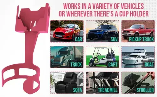 Cup Holder Phone Holder Mount for Car - Universal Adjustable Expander Cradle Hands-Free Driving - Compatible with All Smartphones Car Mount for iPhone Samsung Google Android Mobile Accessories Pink - 5