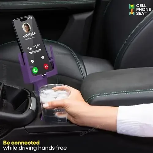 Cup Holder Phone Holder Mount for Car - Universal Adjustable Expander Cradle Hands-Free Driving - Compatible with All Smartphones Car Mount for iPhone Samsung Google Android Mobile Accessories Purple - 2