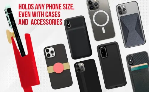 Cup Holder Phone Holder Mount for Car - Universal Adjustable Expander Cradle Hands-Free Driving - Compatible with All Smartphones Car Mount for iPhone Samsung Google Android Mobile Accessories Red - 4