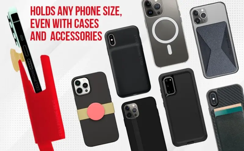 Cup Holder Phone Holder Mount for Car - Universal Adjustable Expander Cradle Hands-Free Driving - Compatible with All Smartphones Car Mount for iPhone Samsung Google Android Mobile Accessories Red - 4