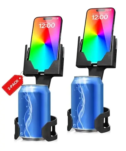 Cup Holder Phone Holder Mount for Car - Universal Adjustable Expander Cradle Hands-Free Driving - Compatible with All Smartphones Car Mount for iPhone Samsung Google Android Mobile Black 2-Pack - CELL PHONE SEAT