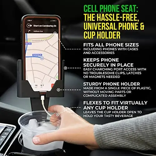 Cup Holder Phone Holder Mount for Car - Universal Adjustable Expander Cradle Hands-Free Driving - Compatible with All Smartphones Car Mount for iPhone Samsung Google Android Mobile Black 2-Pack - 2