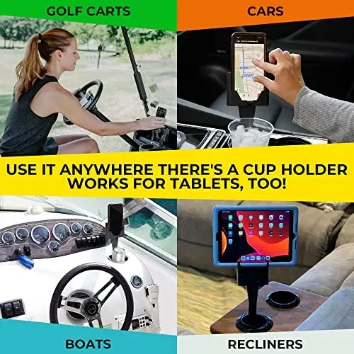 Cup Holder Phone Holder Mount for Car - Universal Adjustable Expander Cradle Hands-Free Driving - Compatible with All Smartphones Car Mount for iPhone Samsung Google Android Mobile Black 2-Pack - 3