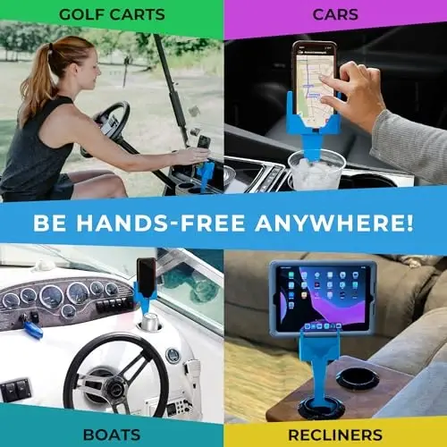 Cup Holder Telefon ushlagichi Avtomobil uchun - Universal sozlanishi kengaytirgich beshik Qo'lsiz haydash - Barcha smartfonlar bilan mos keladi iPhone Samsung Google Android mobil aksessuarlari uchun avtomobil ushlagichi Moviy - 3