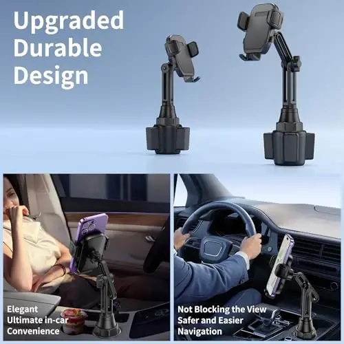 Cup Phone Holders for Your car, Universal Adjustable Base and Long Neck Car Phone Mount Cradle, Cell Phone Holder Car Accessories/Trucks/Golf Cart/Treadmill for iPhone Samsung Google All 4-7 inches - 7
