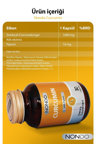 Curcumin Zerdaçal Ekstresi 30 Kapsül (KURKUMİN, PİPERİN) - 5