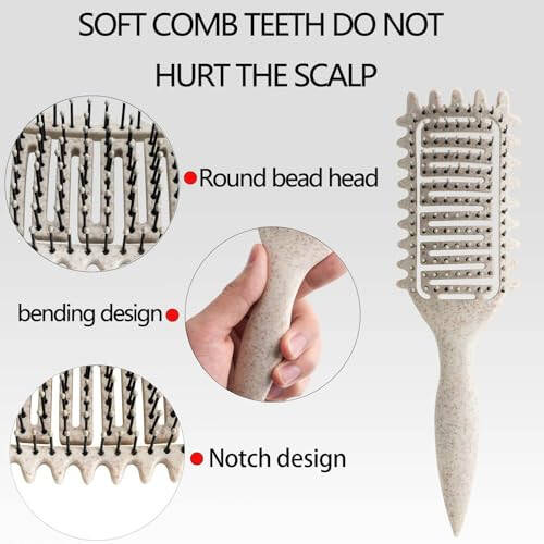 Curl Defining Brush, 2024 Jingalak Sochlar Cho'tkasi, Shakl Berish va Jingalaklarni Aniqlash uchun Havalandırılmış Soch Cho'tkasi, Ayollar va Erkaklar uchun Kamroq Tortish (Binafsha rang) - 2