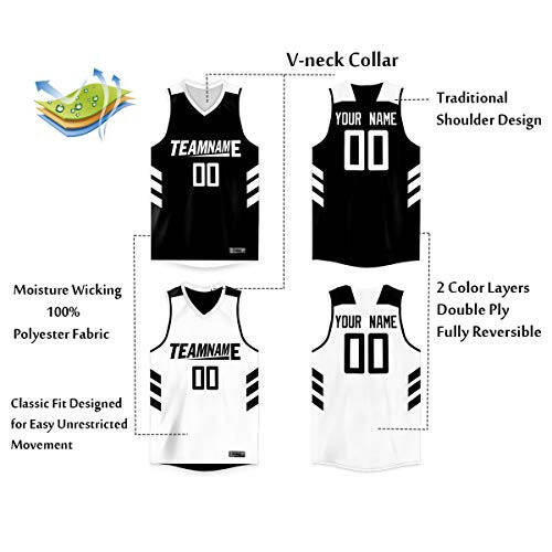 Custom Basketball Jersey Reversible Uniform Add Any Team Name Number Personalized Sports Vest for Men/Boys - 2