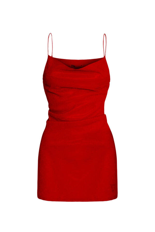 Custom Designed Glittery Red Mini Dress - 13