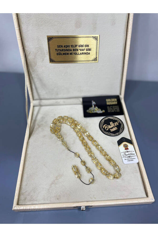 Custom Engraved, Custom Boxed 24K Gold Beaded Tasbeeh for Men with Gift Certificate and Personalized Name - 3