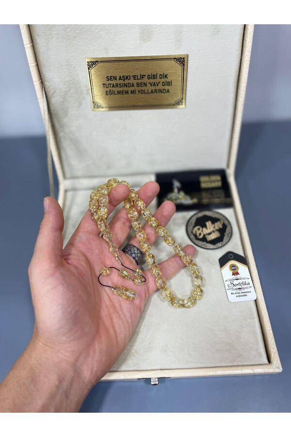 Custom Engraved, Custom Boxed 24K Gold Beaded Tasbeeh for Men with Gift Certificate and Personalized Name - 4