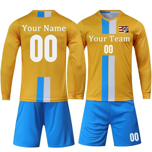 Custom Goalie Jersey Soccer for Adult/Kids Goalkeeper Jersey Personalized Long Sleeve and Pants with Name Team Logo - 1