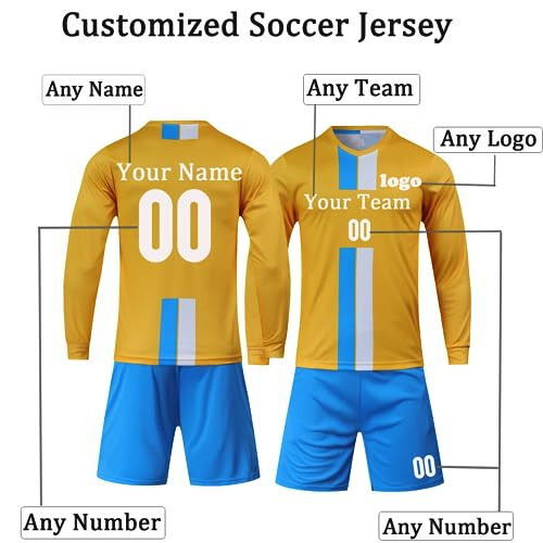 Custom Goalie Jersey Soccer for Adult/Kids Goalkeeper Jersey Personalized Long Sleeve and Pants with Name Team Logo - 2