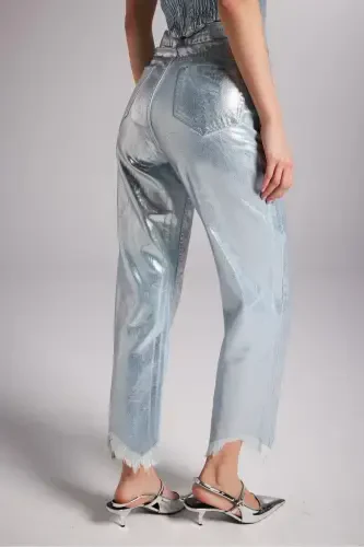 Custom Made Shiny Coated Glossy Jean Pants M - 3