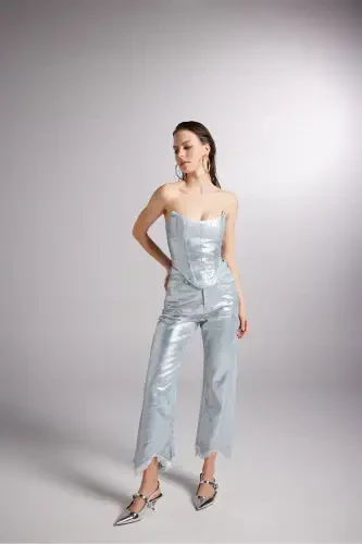 Custom Made Shiny Coated Glossy Jean Pants M - 4
