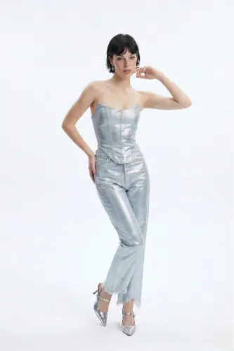 Custom Made Shiny Coated Glossy Jean Pants M - 3