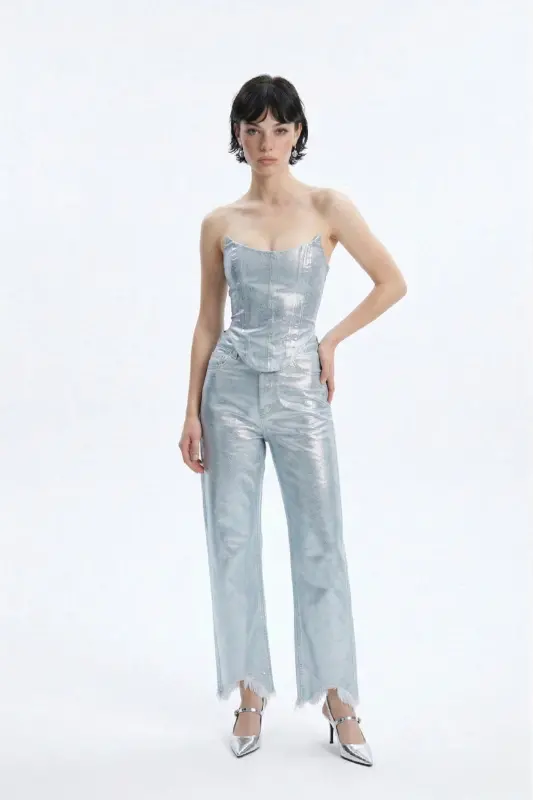 Custom Made Shiny Coated Glossy Jean Pants M - 5