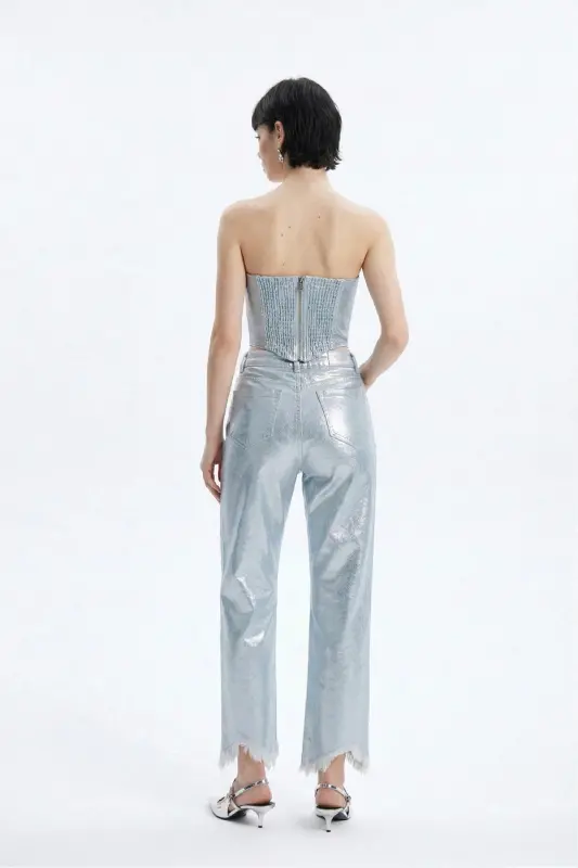 Custom Made Shiny Coated Glossy Jean Pants M - 6