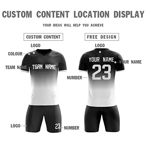 Custom Soccer Jerseys Shorts Printed Name Number Logo Uniform Men/Women/Boy - 3